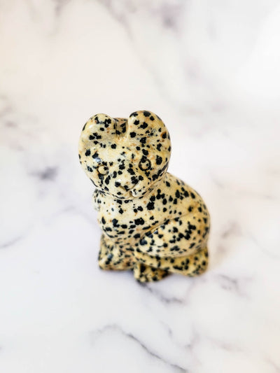Dalmatian Jasper Crystal Cat Figurine
