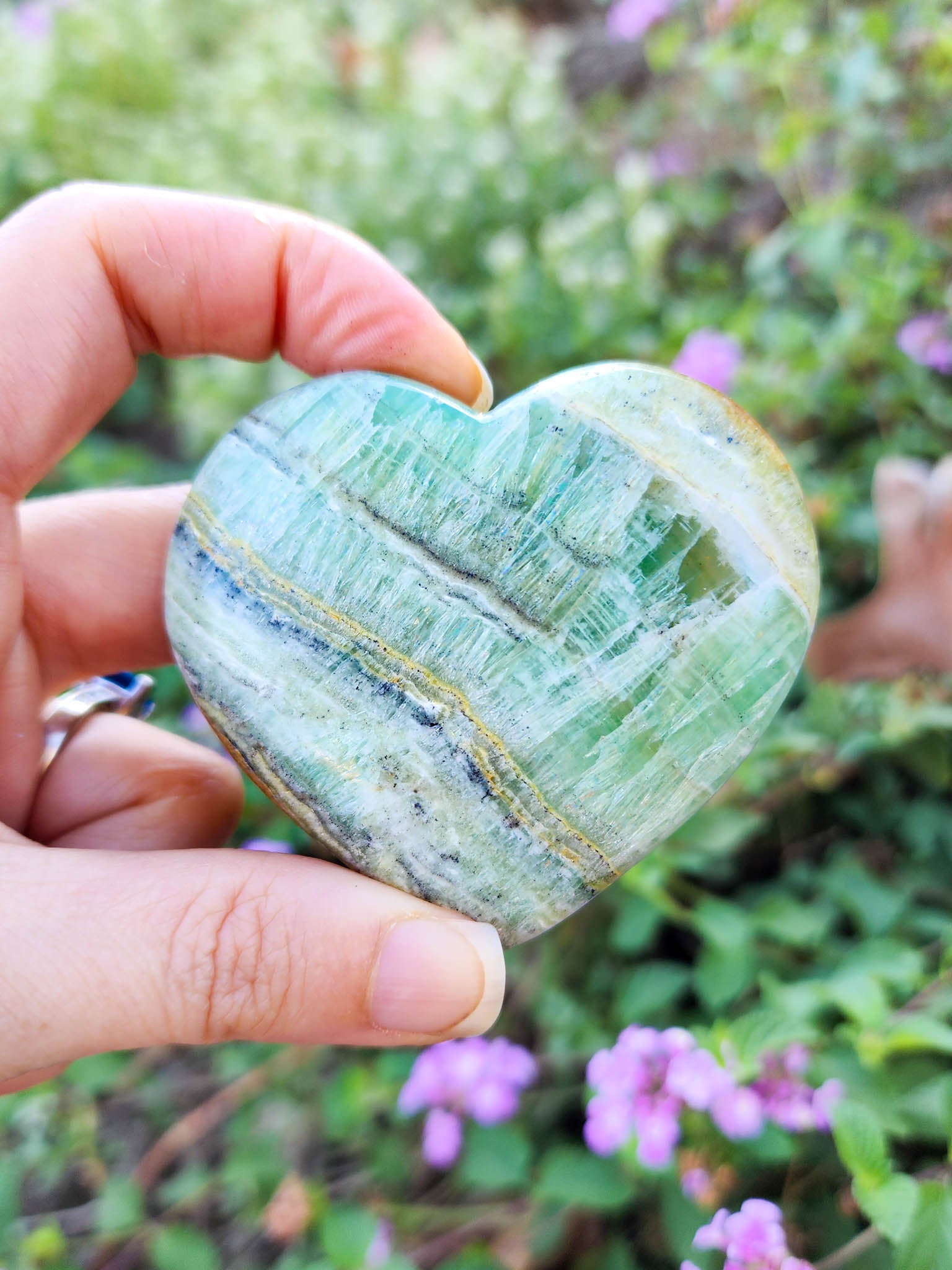 Kiwi Calcite Heart
