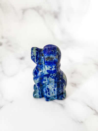 Lapis Lazuli Crystal Dog Figurine