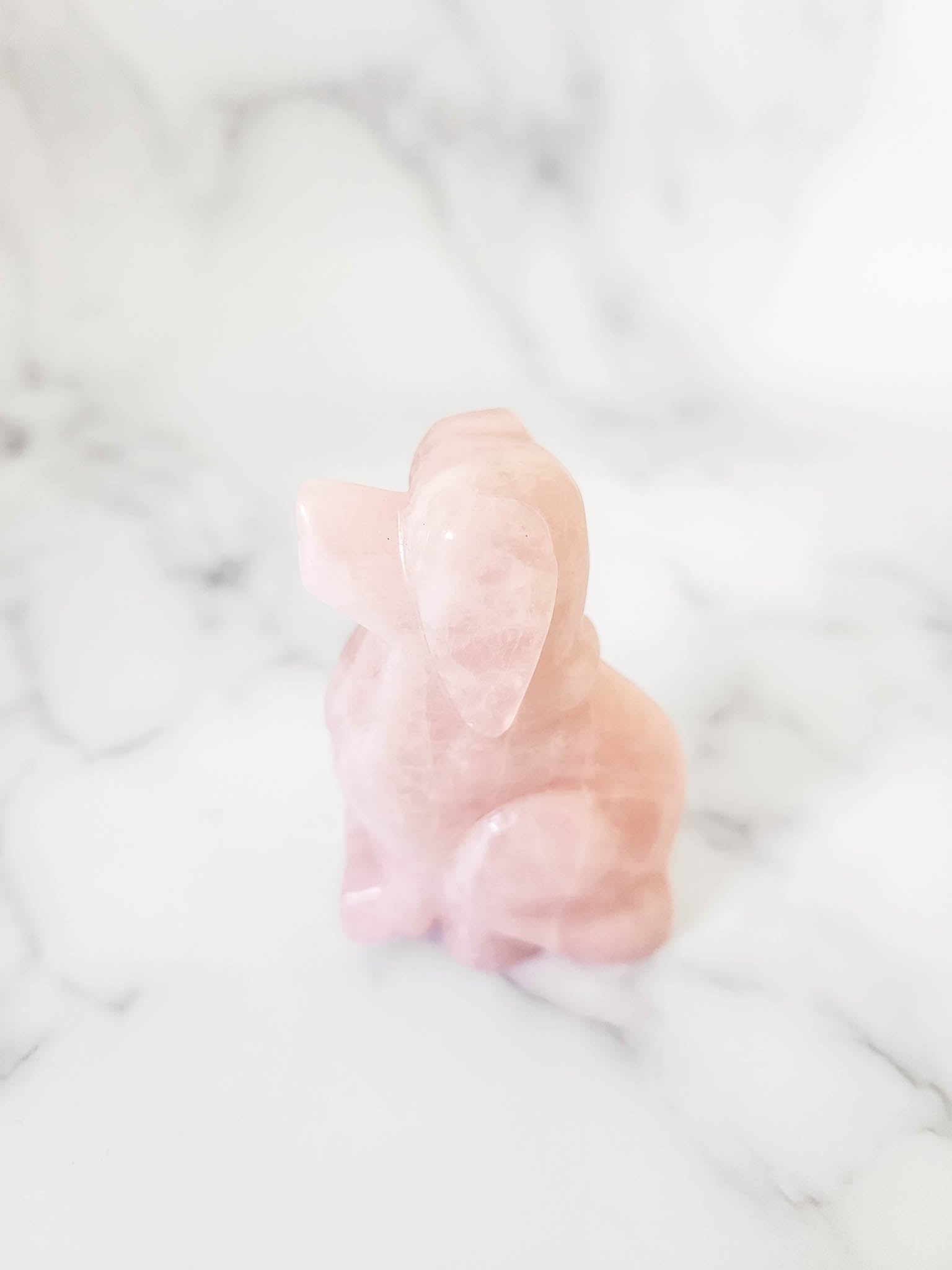 Rose Quartz Crystal Dog Figurine