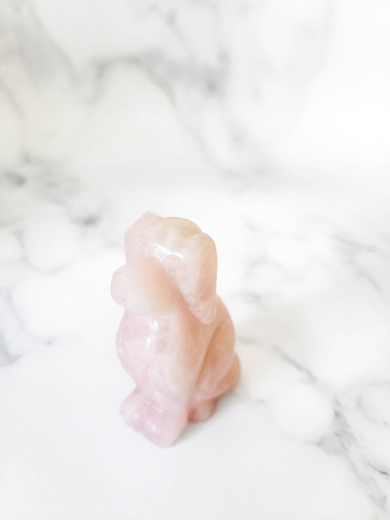 Rose Quartz Crystal Dog Figurine