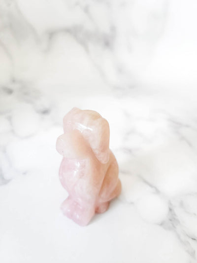 Rose Quartz Crystal Dog Figurine
