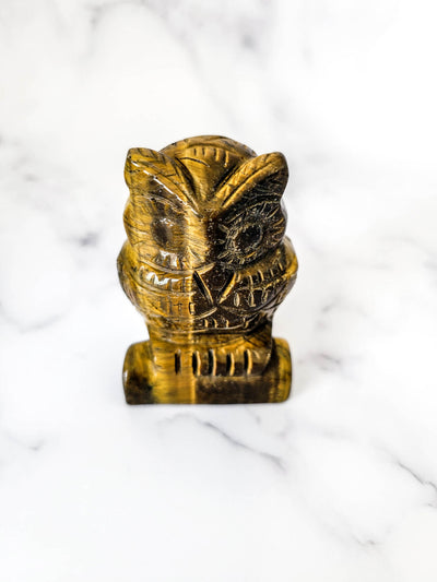 Tiger Eye Crystal Owl Figurine