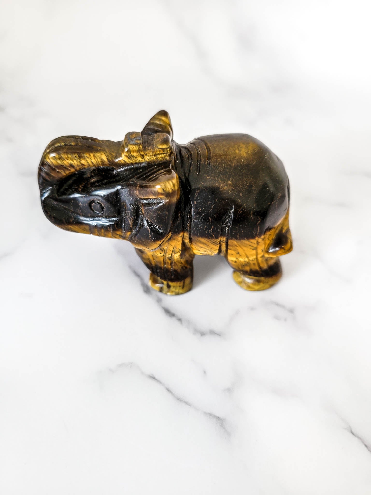 Tiger Eye Crystal Elephant Figurine