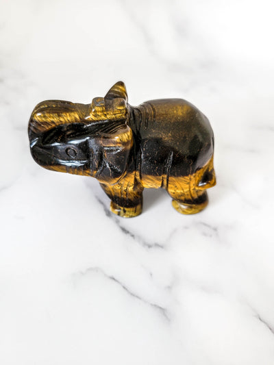 Tiger Eye Crystal Elephant Figurine